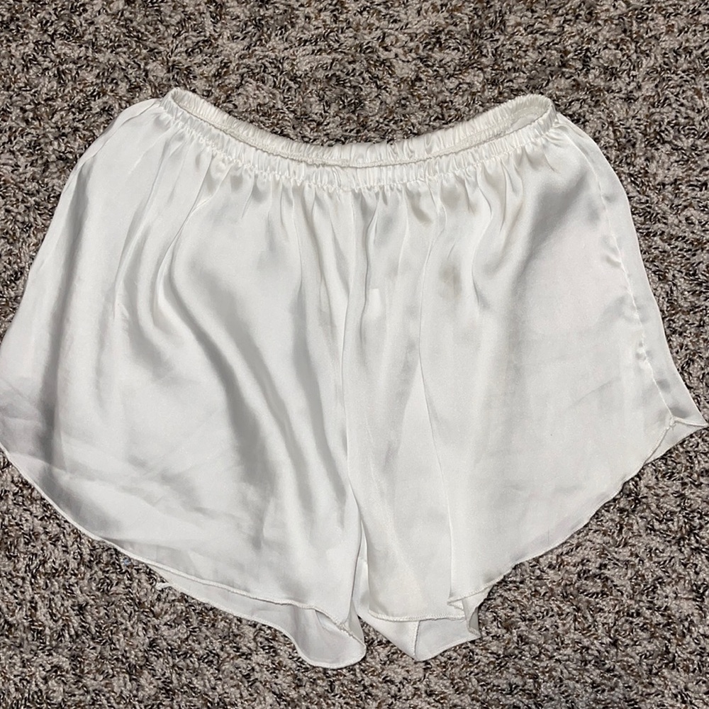 White silk shorts
